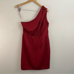 Lena‎ Red One Shoulder Cutout Red Mini Dress Women’s Large
